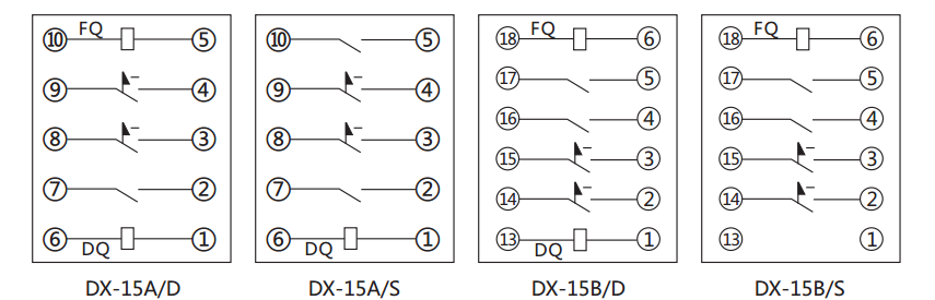 DX-15A信號繼電器內部接線及外引接線圖