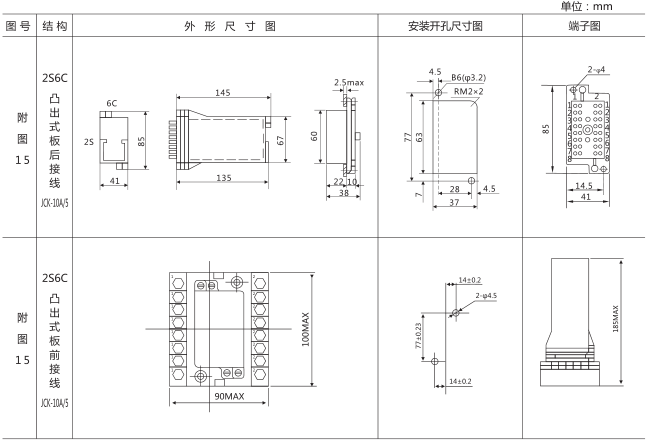 DZZ-13組合中間繼電器外形及安裝尺寸圖片