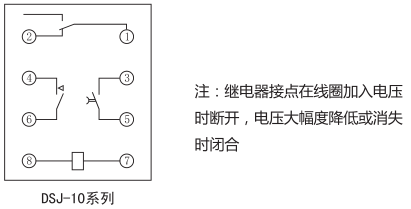 DSJ-11斷電延時(shí)時(shí)間繼電器內(nèi)部接線(xiàn)及外引接線(xiàn)圖(背視圖)圖片