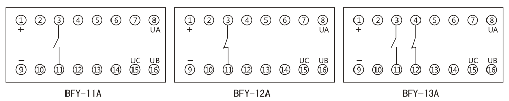 BFY-13A負序電壓繼電器內(nèi)部接線及外引接線圖