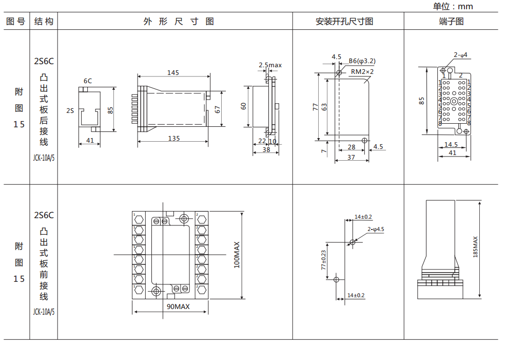 DZB-15CE/312保持中間繼電器外形及開孔尺寸