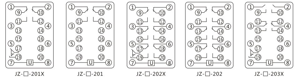 JZY（J)-406靜態(tài)中間繼電器內(nèi)部接線圖及外引接線圖