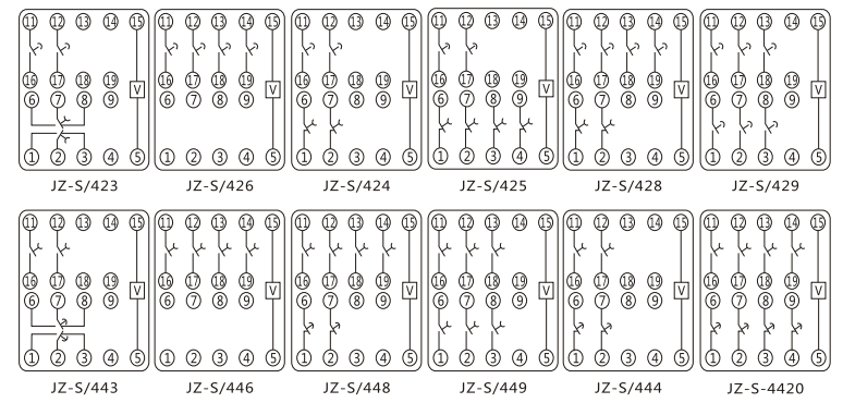 JZ-S/2214靜態(tài)可調(diào)延時中間繼電器內(nèi)部接線圖及外引接線圖